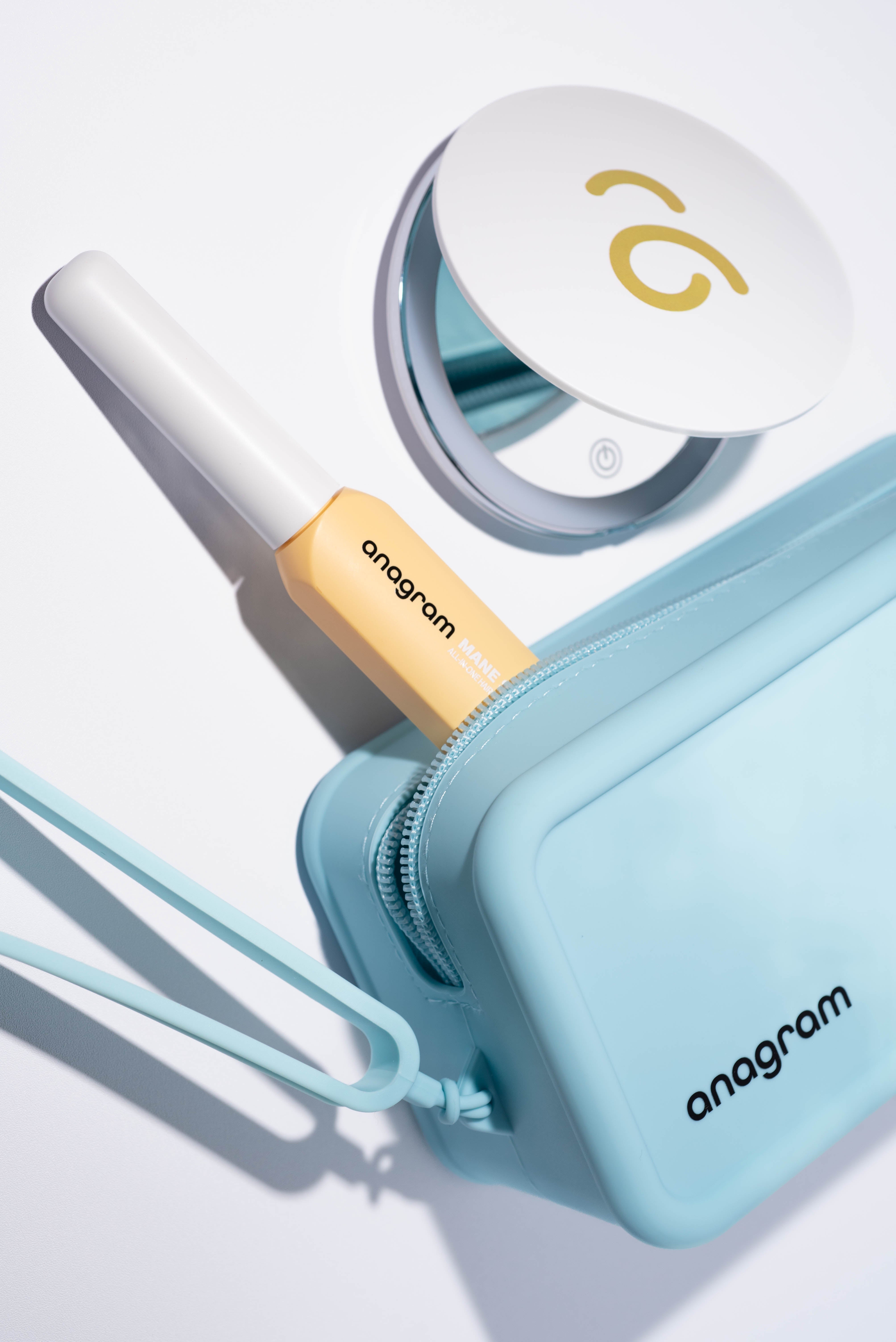 anagram carry on kit gift set with mane stage, a makeup bag and LED compact mirror